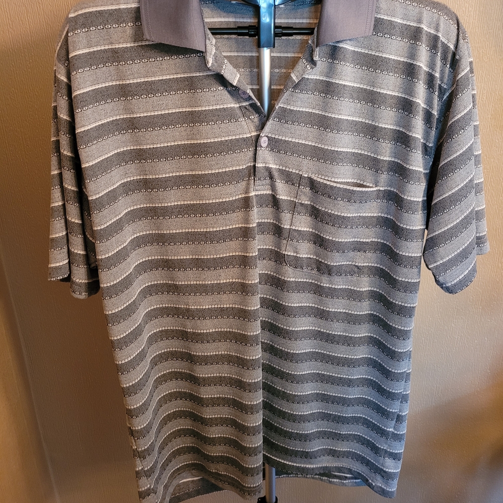 Men's MILESTONE Gray Striped Polo Shirt